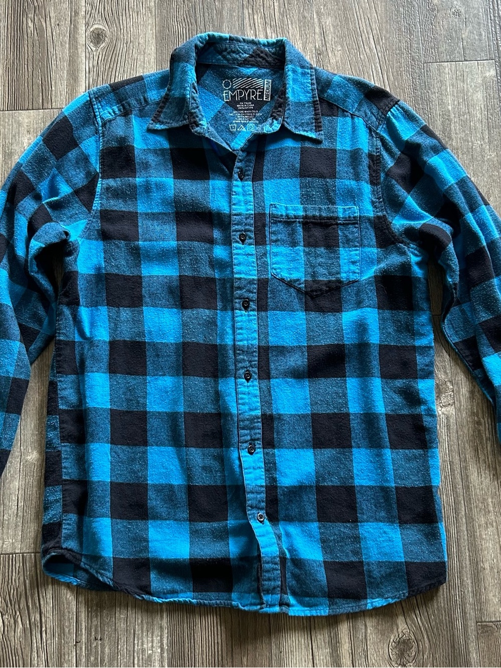 Empyre Men’s Black and Blue Buffalo Plaid Button-Down Shirt